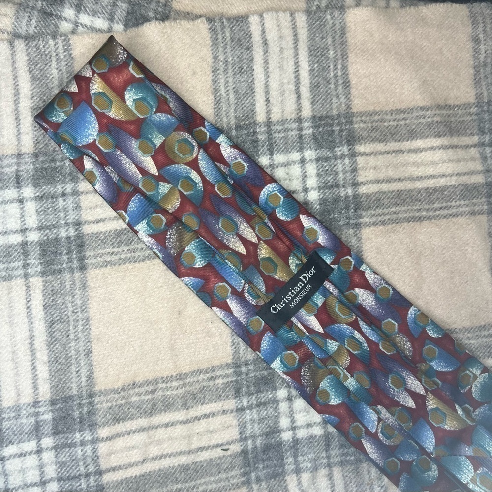 Christian Dior Hexagonal Abstract Print Neck Tie - image 5